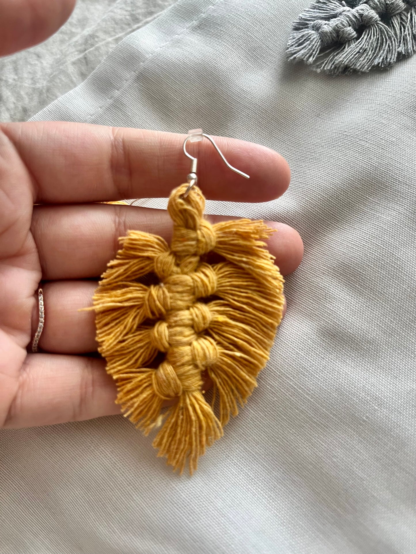 Mustard Yellow Leaf Earrings