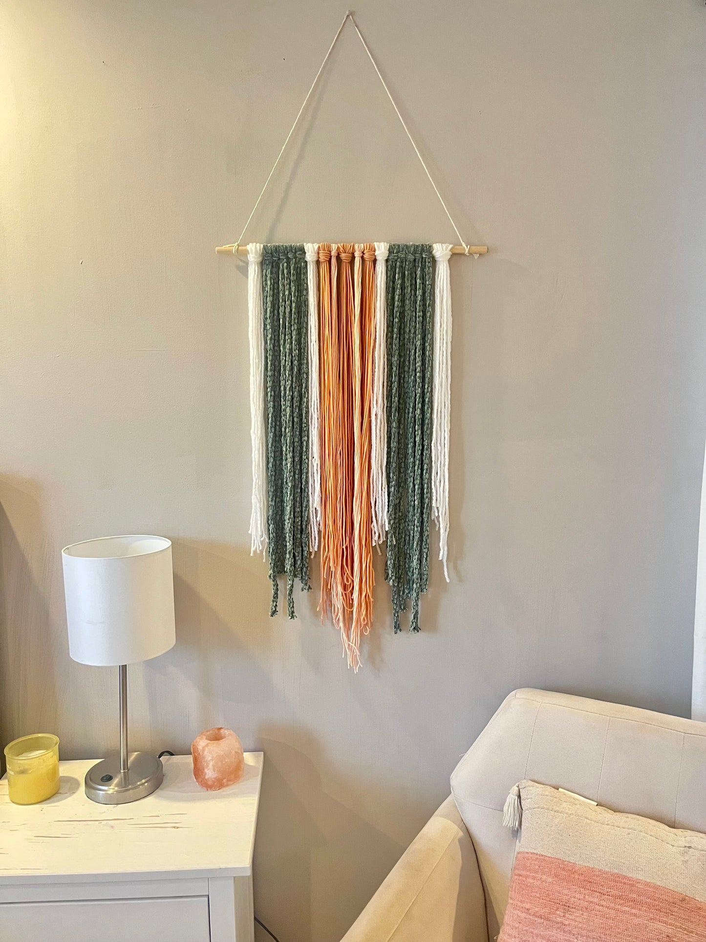 “Eden” Seaglass and Peach Textured Wall Hanging