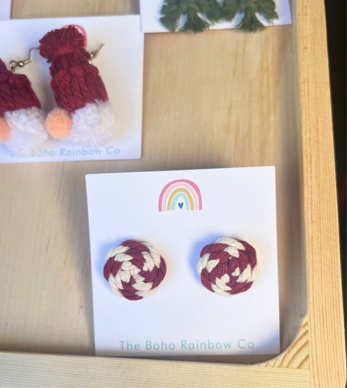 Macrame Peppermint Studs