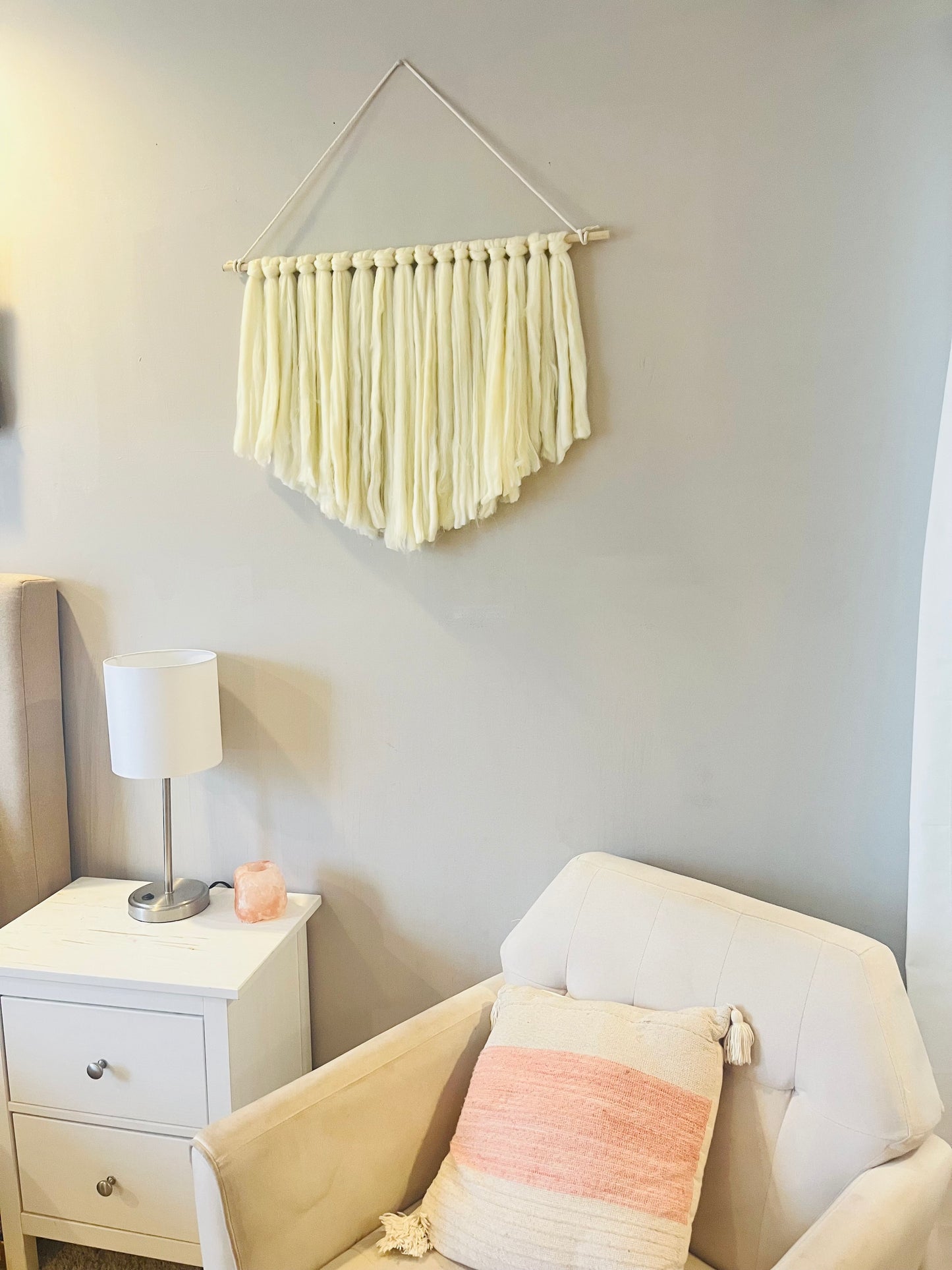 Ivory Wool Roving Wall Hanging