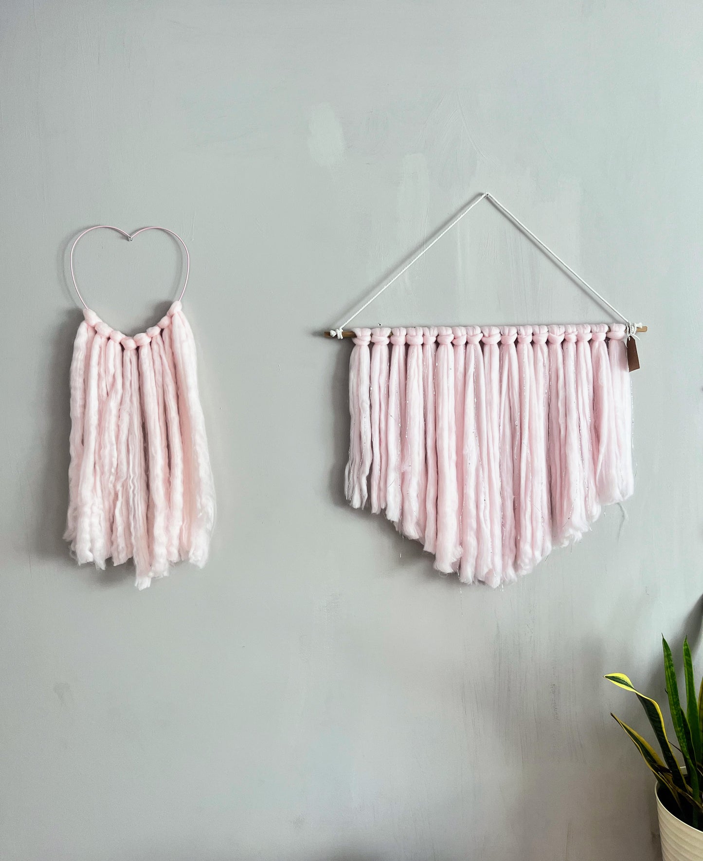 Pink Wool Heart Wall Hanging