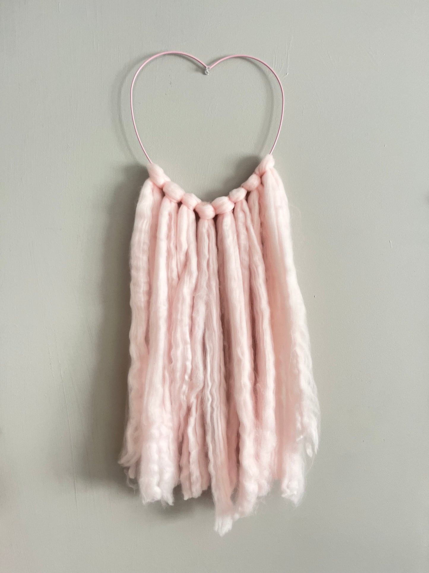 Pink Wool Heart Wall Hanging