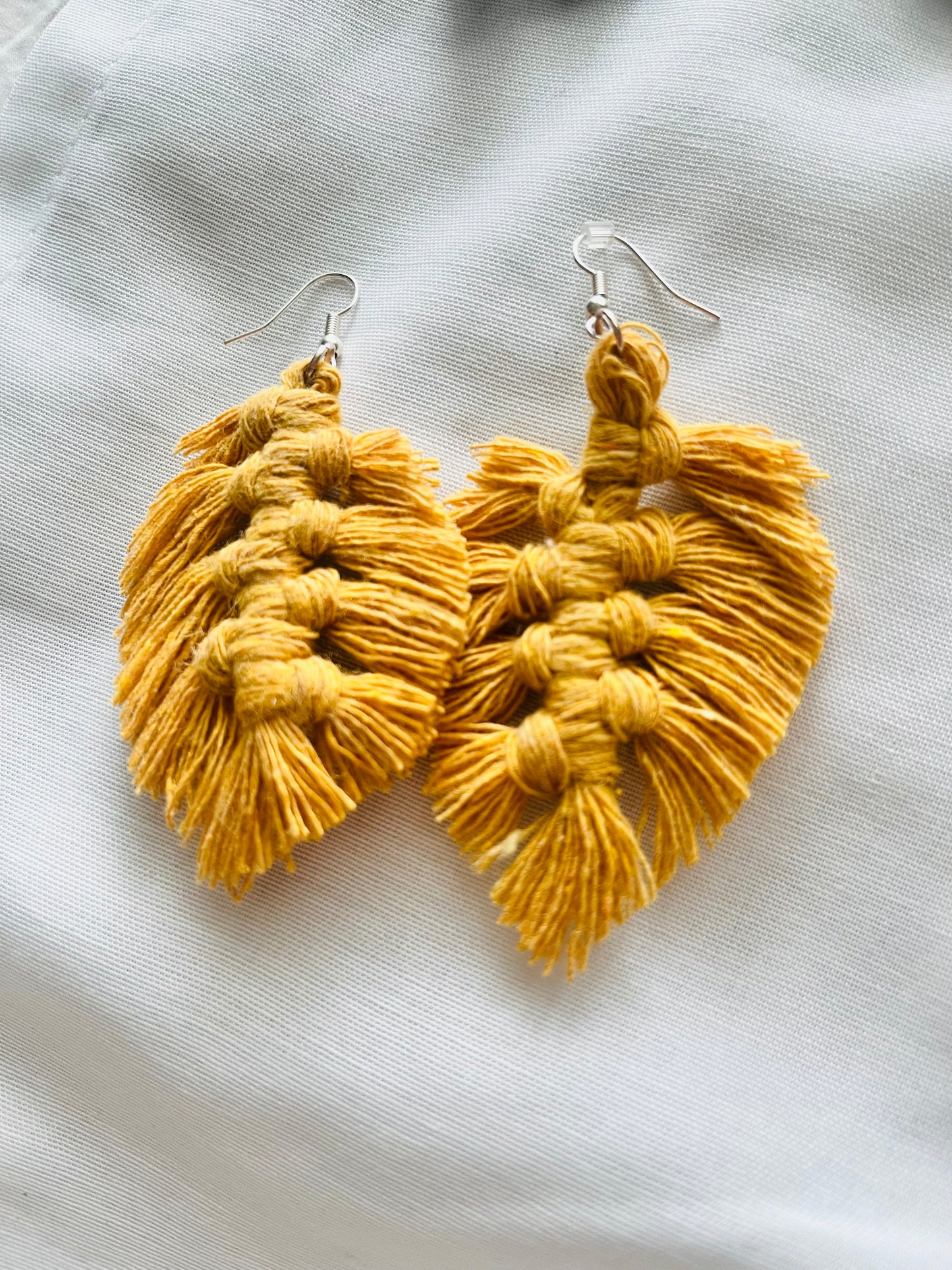 Mustard Yellow Leaf Earrings