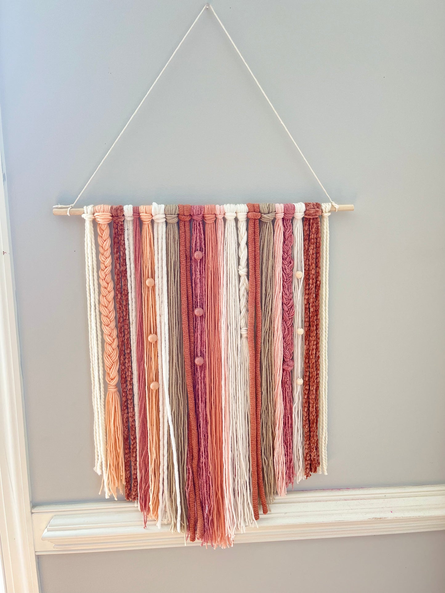 Peachy Rose Beaded Wall Hanging