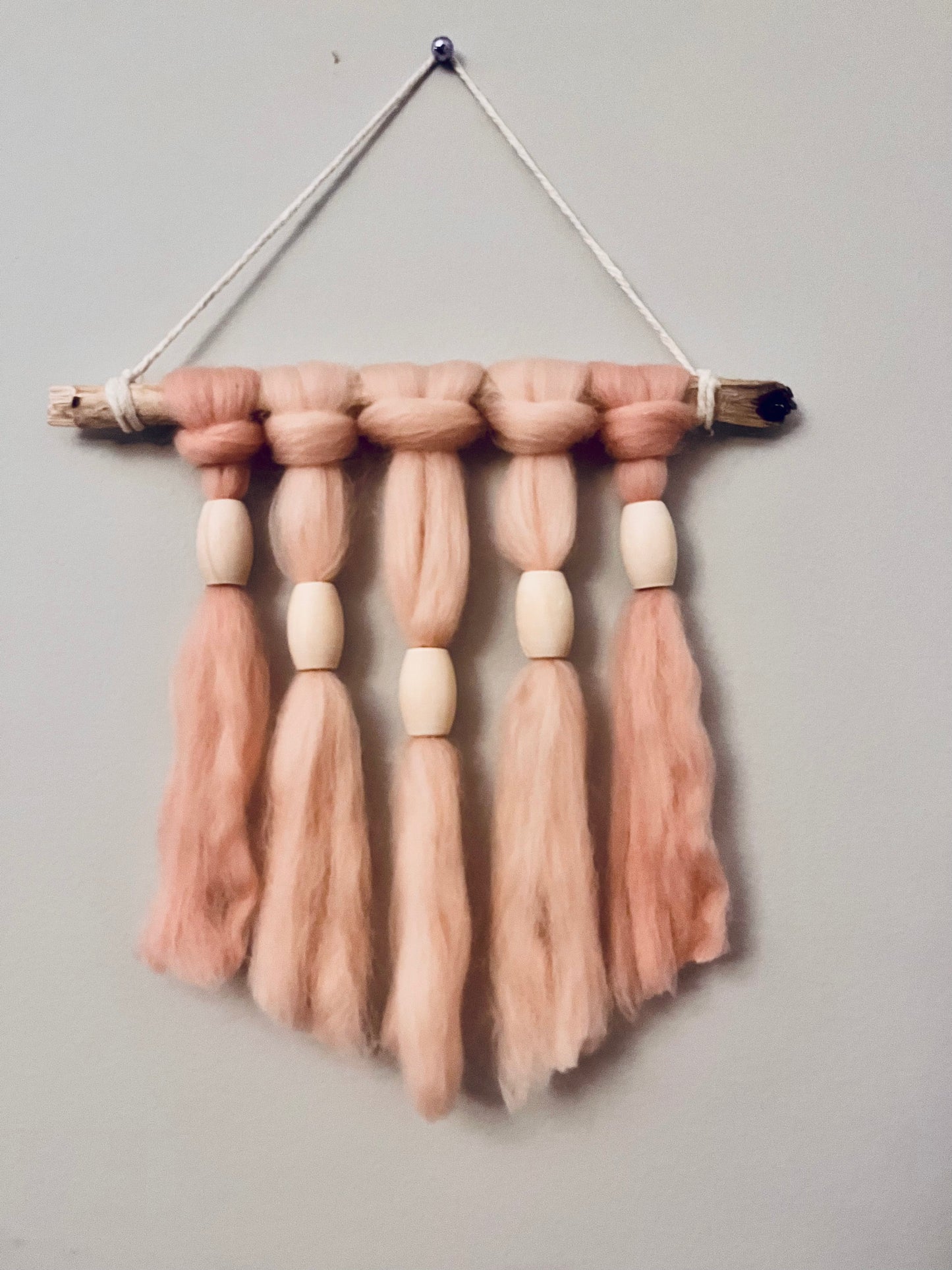 Barely Blush Pink Mini Wool Roving Wall Hanging