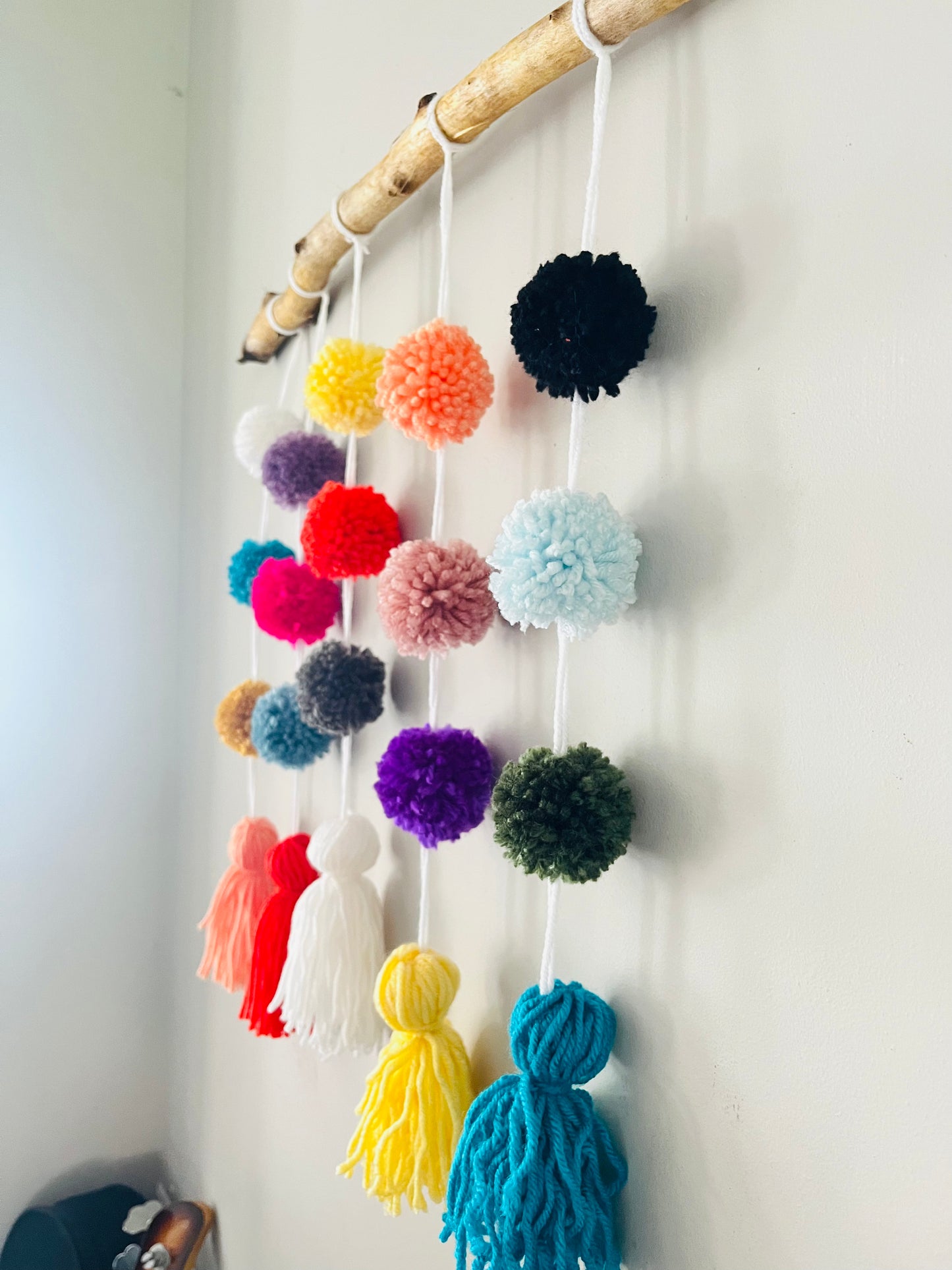 Pom Pom Color Pop Boho Wall Hanging