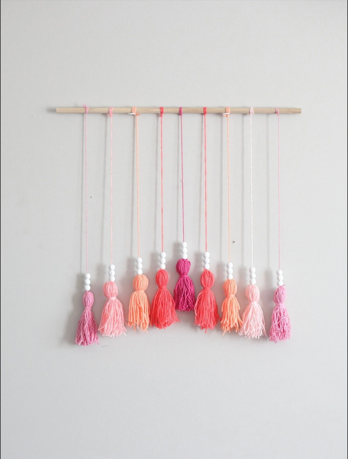 Bright Pinks Beaded Tassel Wall Hanging