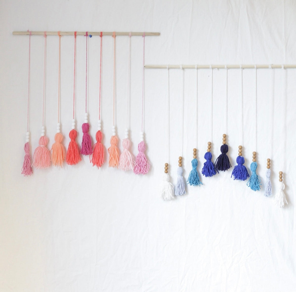 Bright Pinks Beaded Tassel Wall Hanging