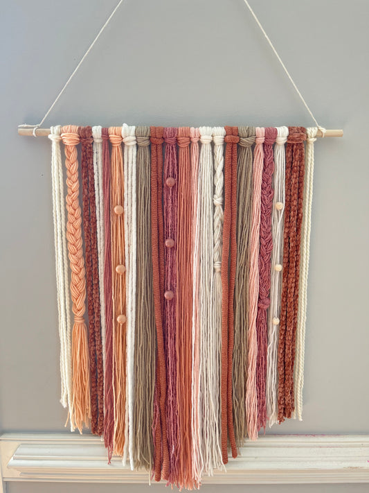 Peachy Rose Beaded Wall Hanging